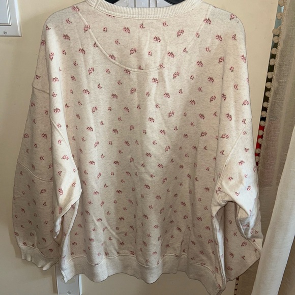 Aerie Beige and Pink Floral Crew Neck Sweater Large BNWT - Picture 2 of 5